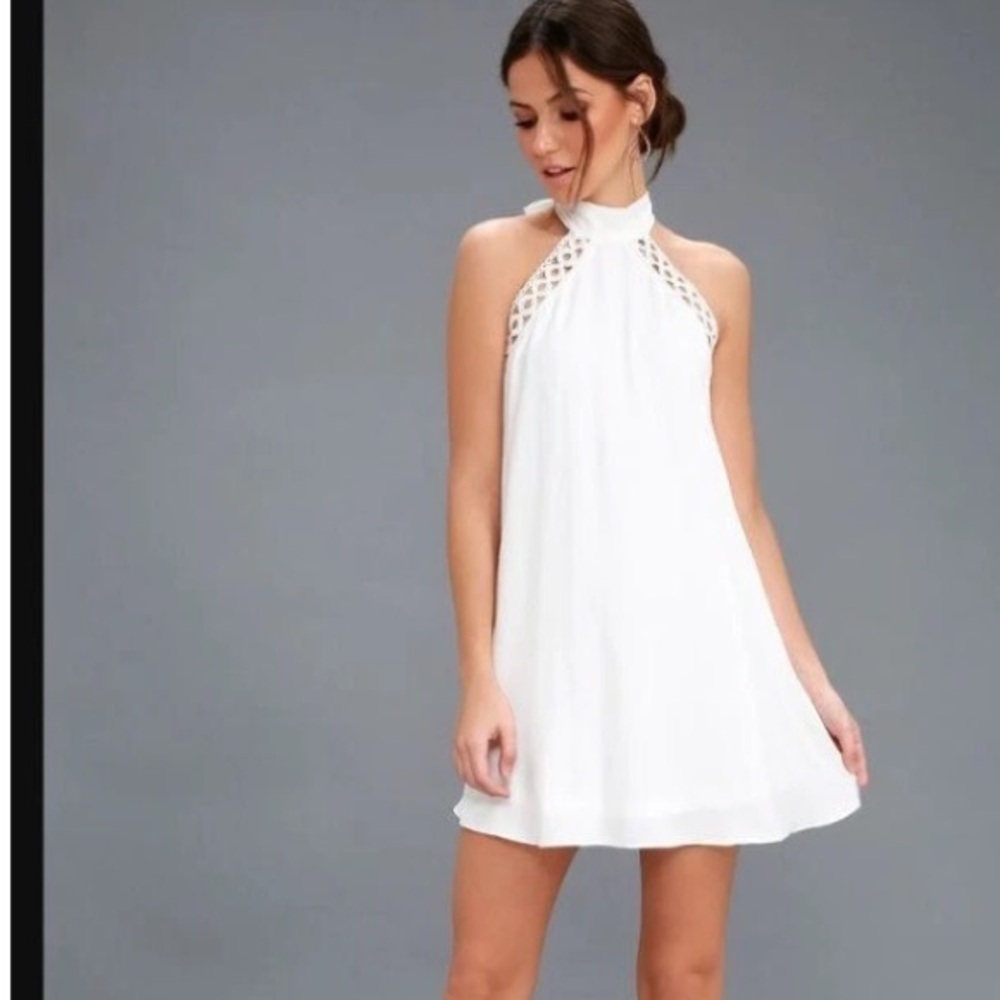 NWT Lulus Any Sway Shape White Form Halter Dress Large
